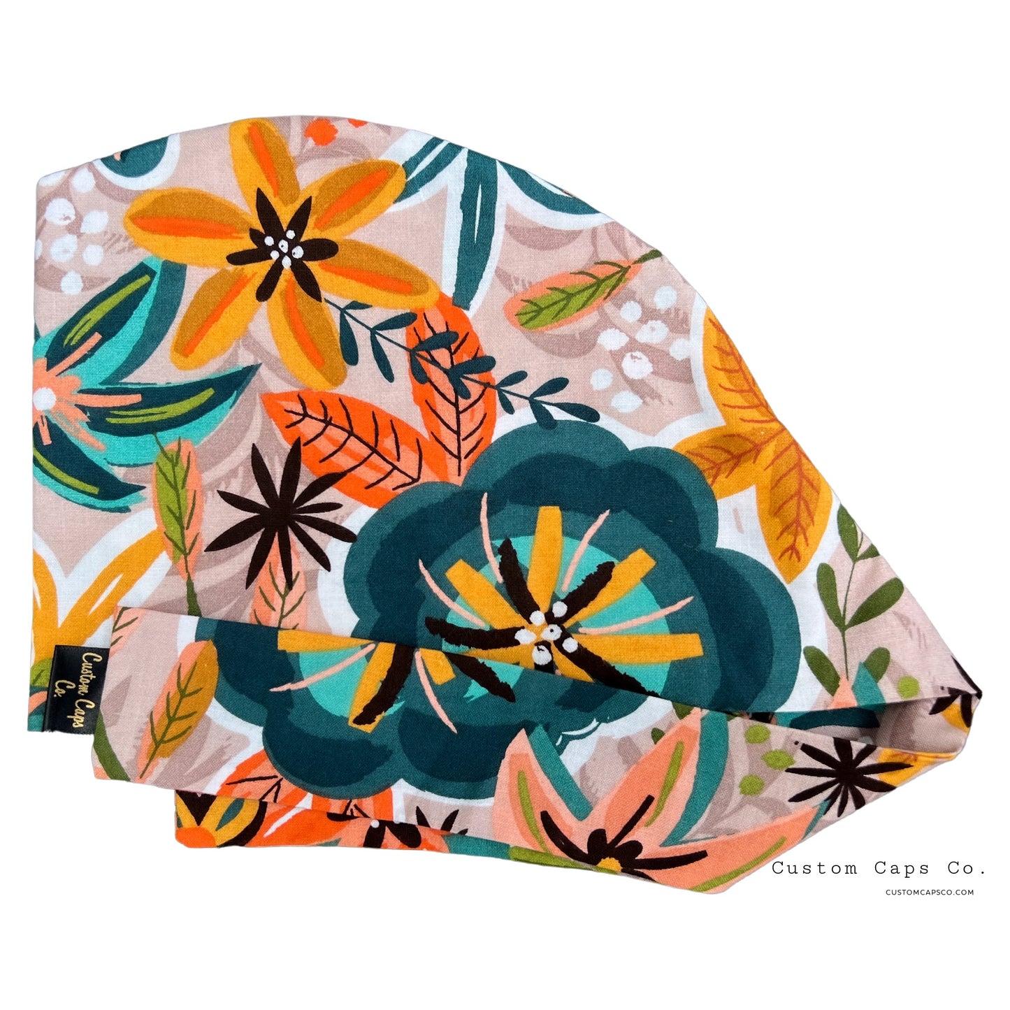 Tropical Florals in Orange & Teal | Pixie - Custom Caps Co. 