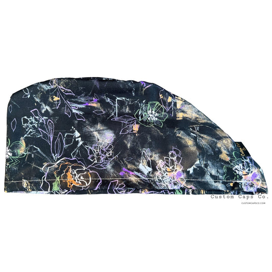 Oil Painted Florals in Twilight | Modified Bouffant - Custom Caps Co. 