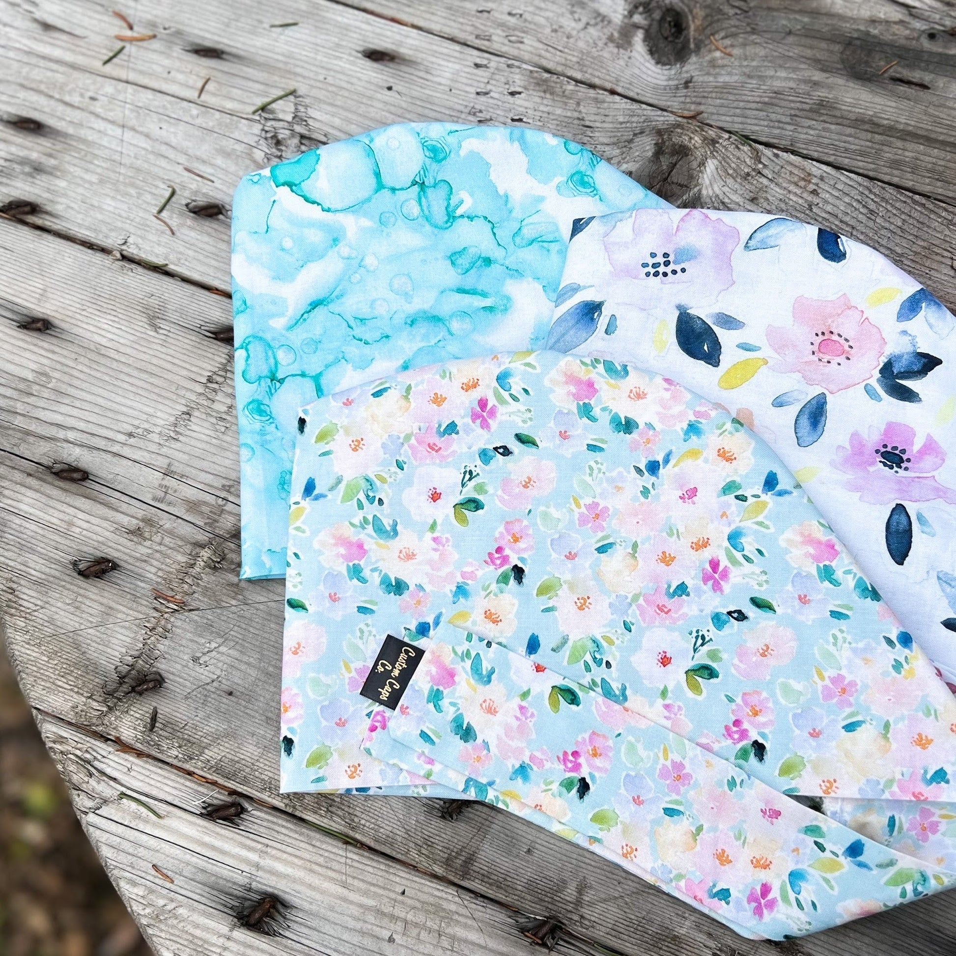 Large Watercolour Flowers on Blue | Pixie - Custom Caps Co. 