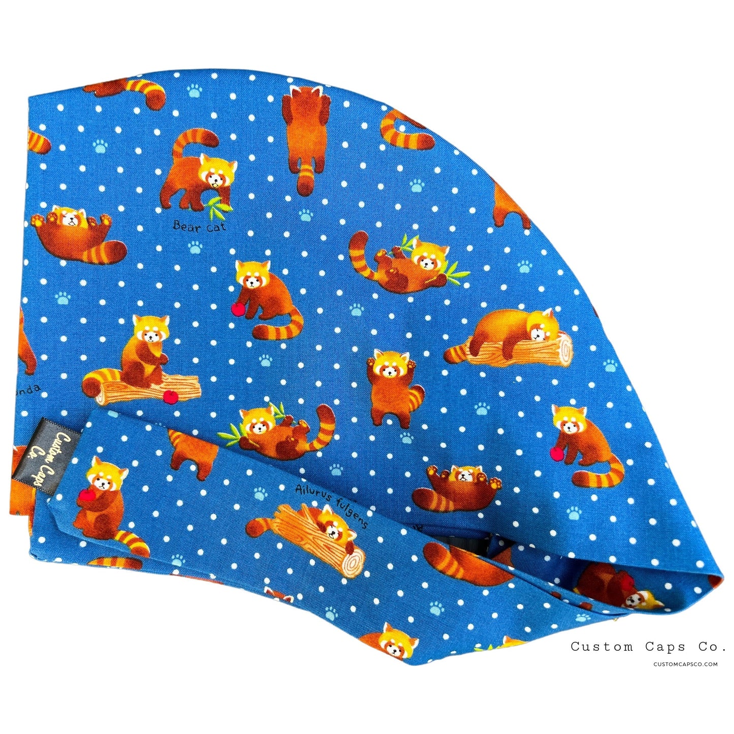 Red Pandas on Polka Dot Blue | Pixie