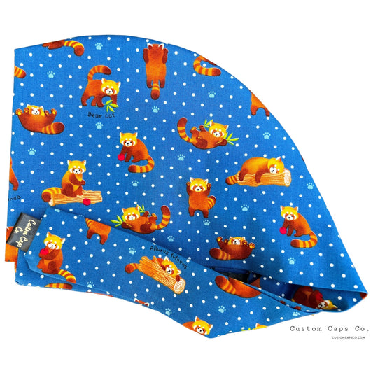 Red Pandas on Polka Dot Blue | Pixie