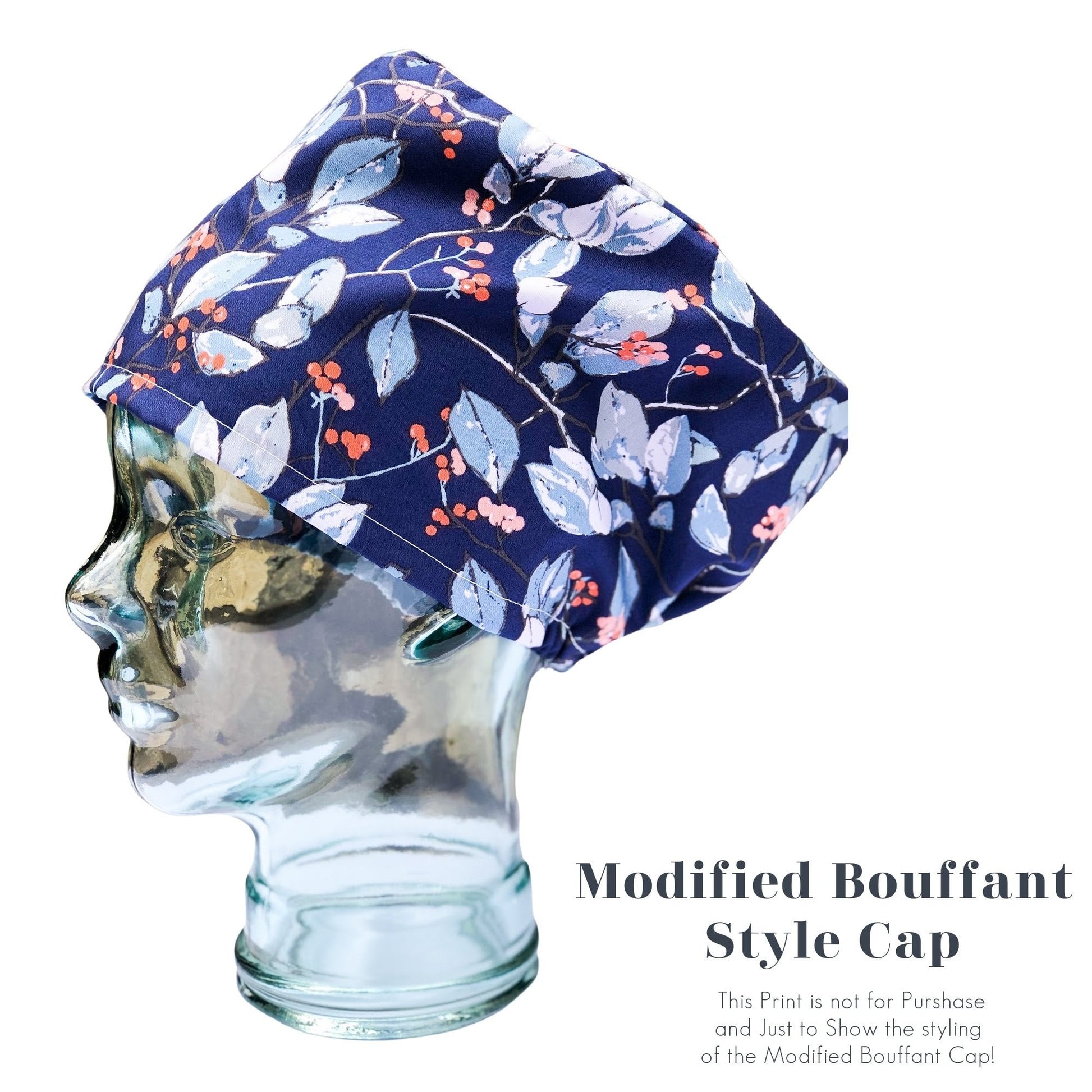 Vintage Fuchsia Poinsettias on Hunter Green | Modified Bouffant - Custom Caps Co. 