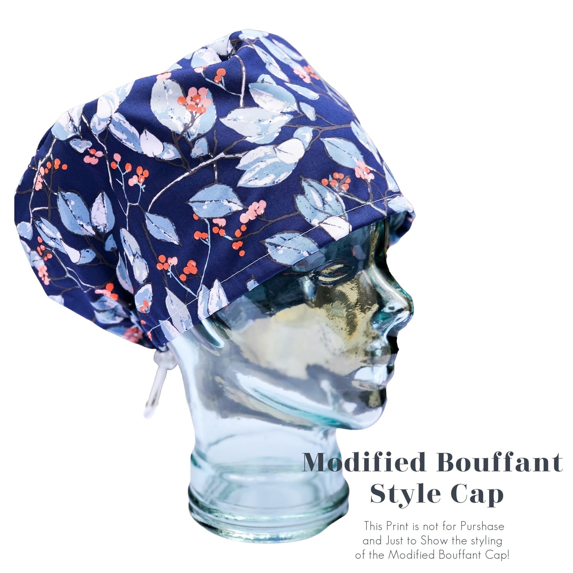 Modern Garden in Prussian Blue | Modified Bouffant - Custom Caps Co. 